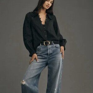 Anthropologie Pilcro The Keira Collared Button-Front Blouse M $108 NWT